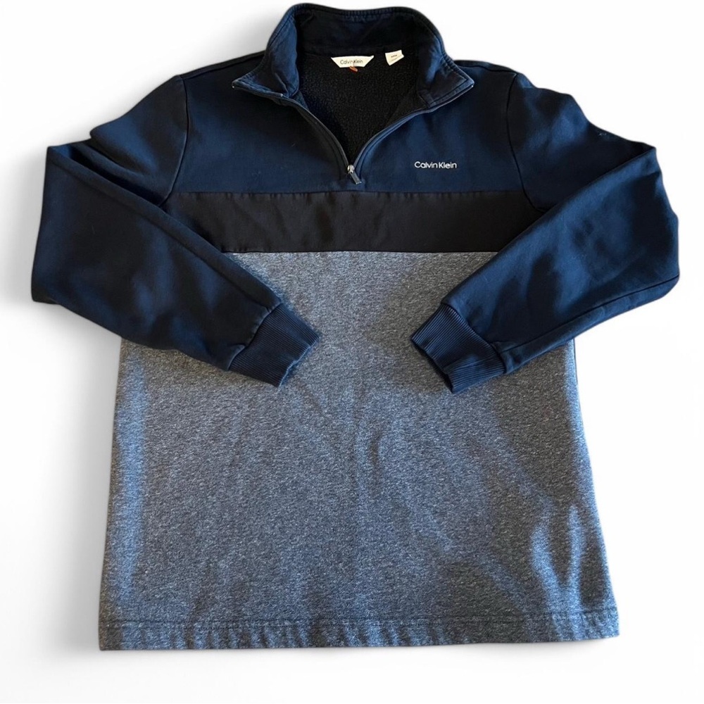 Size S- Calvin Klein Men's Navy and Gray Sweater